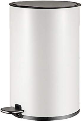 FKJLUN Papelera de reciclaje de acero inoxidable para el hogar, cubo de basura de cocina con forro de plástico extraíble, cubo de basura para sala de estar, cubo de basura (color: blanco, tamaño: 12 l