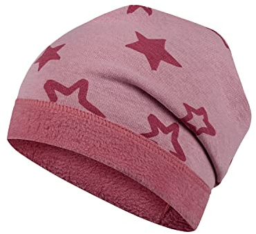 Maja Mädchen Jungen Wintermütze oder Winterset Beanie Schlauchschal Sterne, Größe: 54/56, Farbe: Rosa