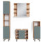 Vicco Badmöbel-Set Fynn, Badezimmerschrank-Set, Grün/Goldkraft Eiche, 4 Teile