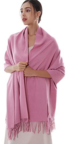RIIQIICHY Ladies Pink Scarf Pashmina Shawls and Wraps for Wedding Scarfs for Women Winter Warm