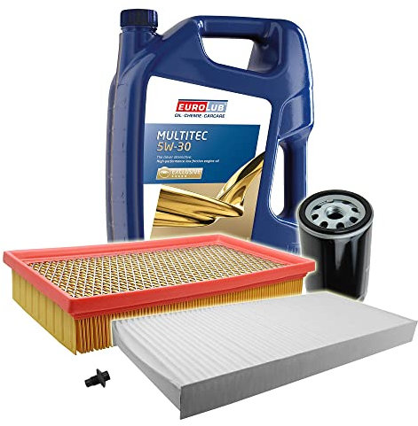 ATEC Germany Inspektionspaket Filterset mit 1x Ölfilter; 1x Luftfilter; 1x Innenraumfilter; 1x Ölablassschraube; 1x Motoröl 5W-30 MULTITEC SAE 5 l, KOMPATIBEL MIT - FORD FOCUS 1 Mk1,TRANSIT CONNECT