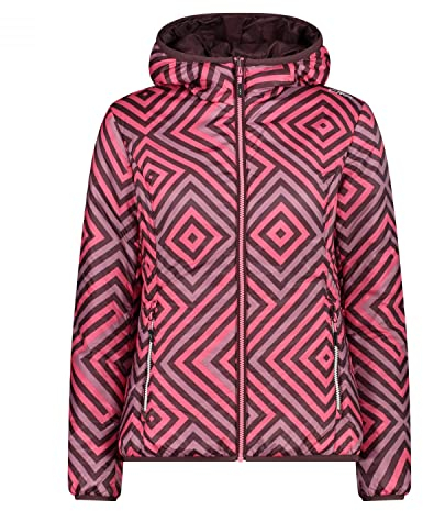 CMP - Damen-Wendejacke mit fester Kapuze, Pflaume-Rouge-Pink Fluo, D48