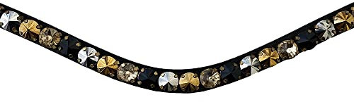 Leone Equipment Stirnriemen Pferd Goldmichung - Stirnriemen Glitzer in Geschenkbox - Stirnband für Pferde Warmblut, Vollblut, Pony (Vollblut/Cob)