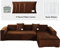 ele ELEOPTION Sofa Überzug Samt Stretch Sofabezug 2er Set 3 Sitzer Verdickung Couchbezug für L Form Sofa Ecksofa inkl. 4 Stücke Kissenbezug (pur Braun)