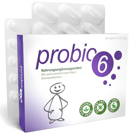 probio6 Kapseln | 6 ausgewählte Premium Bakterienkulturen | 30 Kapseln Monatsversorgung | Darmbakterien | Ohne Inulin