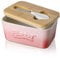 Butterdose Porzellan, Henten Home Butterschale mit Holzdeckel und Buttermesser, Keramik Butterhalter für Butteraufbewahrung und Heimküchendekoration. (Sakura Rosa)