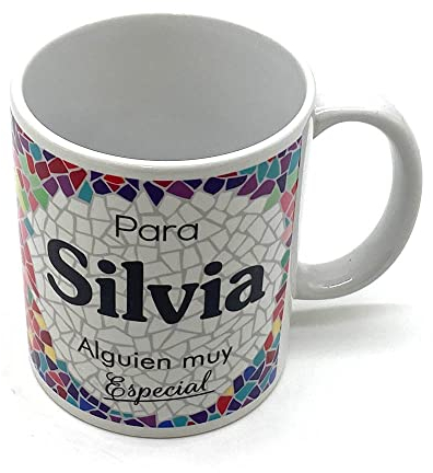 PLUS HOME Taza personalizada con nombre. Regalos personalizados con nombre y texto. Tazas con frases originales.SILVIA