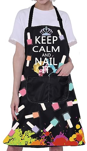 CMNIM Nail Tech Aprons Salon Aprons for Nail Tech Nail Artist Gifts Manicurist Apron for Woman Keep Calm and Nail It, Keep Calm and Nail It, Medium
