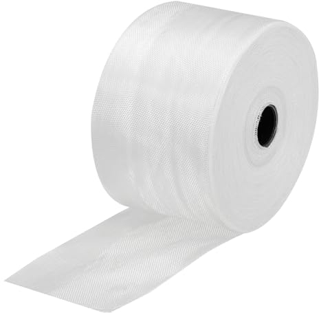 QUARKZMAN Ruban en tissu de fibre de verre Maille en fibre de verre Tissu en fibre de verre tissé Ruban isolant 50m(55 yards) x50mmx0.1mm pour renforcement et réparation