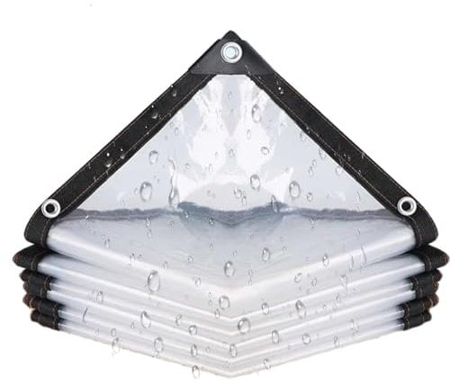 CINVSERW 2x6m Clear Plastic Tarps Heavy Duty Waterproof, Transparent Tarpaulin with Grommets, PVC Tarp Cover Tear Resistance, Windproof Outdoor Curtain, for Canopy Patio Garden Pergola