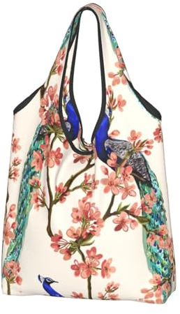 Jmorco Pfau Große wiederverwendbare faltbare Damen-Einkaufstasche Eco Tote Handtasche faltbar Shopper Tasche, pfau, Einheitsgröße
