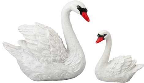 LetCart Schwanenpaar Figuren, Skulpturen-Set aus Zwei Schwänen aus Keramik Dekoration Schwan Für Glück Und Harmonie Als Geschenk zu Weihnachten