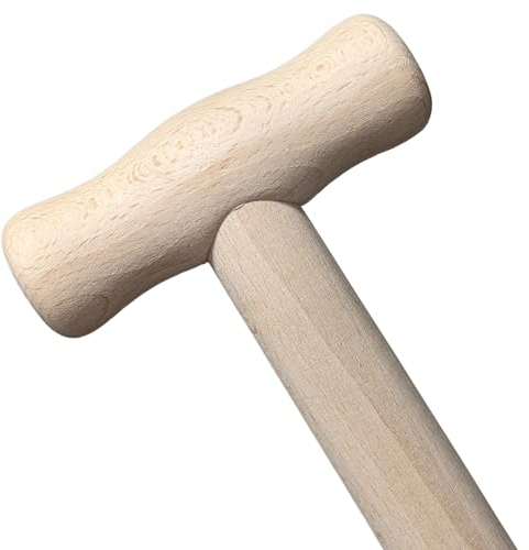 Land-Haus-Shop Spatenstiel Ersatz Spaten Holz Stiel aus Esche mit T-Griff, 85 cm lang, Durchmesser 35 mm unten schmal zulaufend