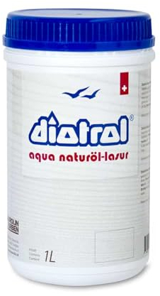 Diotrol Aqua Naturöl-Lasur Eiche hell | 1 Liter Profi Holzlasur wasserbasiert für Außen & Innen | Zweifacher UV-Schutzmechanismus | Frei von Bioziden und VOC | Auch für Kinderspielzeug geeignet
