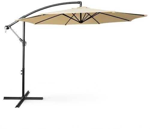 AKORD Sonnenschirm mit Kurbel Achteckig ASTER | 300x300x245 cm Ampelschirm | Neigungswinkel und Höhe Verstellbar | Kurbelschirm Marktschirm Wasserdicht | Gartenschirm UV-Schutz | Beige