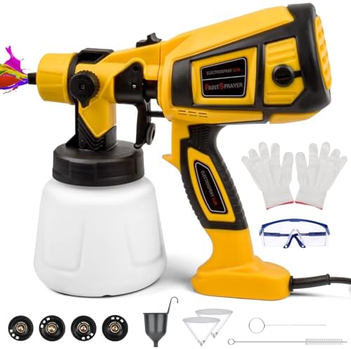 Pistola a Spruzzo per Verniciare, Shulltji 850W Pistola Vernice a Spruzzo, Pistole Spruzzo per Vernice con 4 Ugelli e 3 Modalità, 1400ML Pistole Vernice Elettrica per Muri, Mobili, Recinzioni