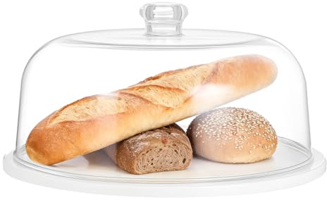 Alipis Clear Cake Dome Reusable Plastic Food Cover Lid for Desserts Display | Round Acrylic Cake Stand Platters Cloche with Handle, Clear Dessert Cover for Birthday Wedding Party Table, 28x28x15cm