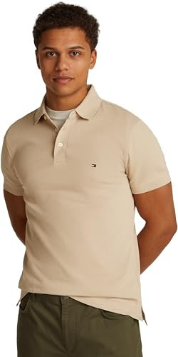 Tommy Hilfiger 1985 Slim Polo S/S Polos Men's, Khaki (Sandalwood), XXL