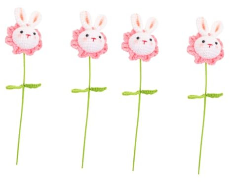 PRETYZOOM 4 Piezas Conejo De Punto Conejito De Peluche Peluches De Conejito Ramo De Flores Artificiales Ramo De Conejito De Punto Peluche De Cerdo De Peluche Conejitos De Peluche Poliéster