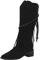 Stivali da cowboy da donna con frange, tacco basso al ginocchio, stivali lunghi in pelle scamosciata, tinta unita, eleganti, Nero , 40
