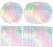 20PCS Iridescent Diamond Birthday Party Supplies Rainbow Theme Happy Birthday Party Supplies Iridescent Diamond Party Plates Napkins for Girls Birthday Baby Shower Wedding Party Supplies