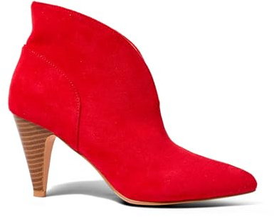 Joe Browns Women's Pointed Toe Microsuede Ankle Boots, Wide Fit, Red, UK 7