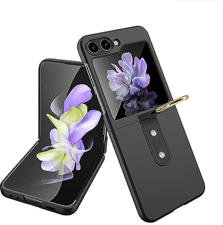 Handy-Klapphülle Compatible with Samsung Galaxy Z Flip 5 Schlanke Handyhülle mit Klappdisplay und Metallringschnalle, robuste, stoßfeste Ganzkörper-Schutzhülle Compatible with Galaxy Z Flip 5 Hüllenab