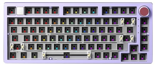 Okeeyseda Wired Mechanical Keyboard Kit 81 Tasten Hot-Swap-Mechanische-Tastatur-Kit mit Knopf RGB-Licht Gasket Custom Aluminium Hot-Swap RGB-Beleuchtetes Gasket-Mounted Wired Mechanical Keyboard Kit E
