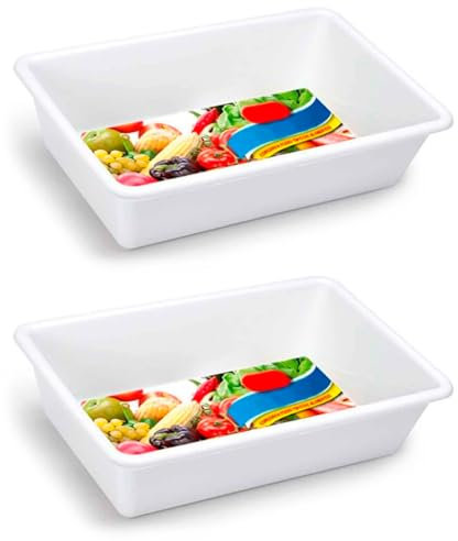 AC - Pack de 2 Bandejas Frigorificas - Capaciadad de 6 L - Fabricado en Plástico - Apto para Microondas y Congelador - 10 x 39 x 25 cm - Color Blanco