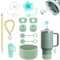 Accessori per Tazze per Stanley Cup 30oz 40oz Tumbler con Manico, Incluso Cinturino per Maniglia per Bottiglia d'Acqua, Stivale, Ciondoli Portachiavi, Tappo di Copertura per Cannucc (Verde)