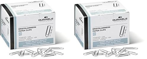 Durable Briefklammern, 32 mm, 1000 Büroklammern, verzinkt, 121125 (Packung mit 2)