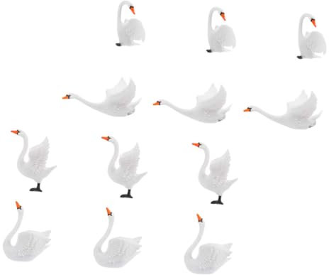 CAXUSD 12stücke Teiliges Set Winziger Schwanenstatuen in Schwanenform Tischdekorationen Aus Plastik Miniatur-Tiere Für Moosige Landschaftsbasteleien Gartendekorationen Und DIY-Terrarium-d