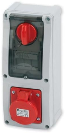 Presa interbloccata verticale con sezionatore, con interruttore, montaggio a parete, con fondo, con portafusibile, 380V 415V, 5 poli, 3P+N+T, 16A, IP54, da interno