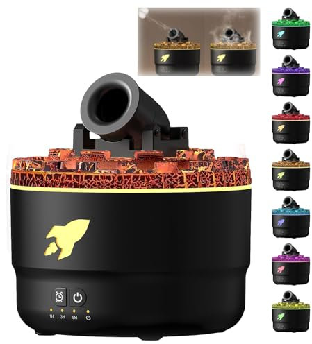Cannon Blast Aroma Humidifier, 7 Color LED Cannon Humidifier Aroma Diffuser with 2 Spray Modes, Volcanic Diffuser Waterless Auto Shut Off, Essential Oil Diffusers Silent Aromatherapy Humidifie (Black)