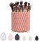 TTSTOIEE pinceaux maquillages 18pcs, pinceau fond de teint manche bambou barillet pivotant + éponge + houppette, beauty blender