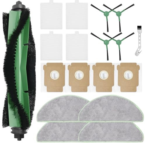 DianSung accessoires pour iRobot Roomba Plus 105 Combo + pièce de rechange pour aspirateur, 1 brosse principale,4 chiffons de lavettes,4 sacs à poussière 4 brosses latérales,4 filtres