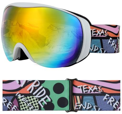 YOOXARMOR Skibrille Kinder, Anti Fog Snowboardbrille mit Double Lens für 6-14 Jahren Jungen Mädchen,100% UV 400 Helmkompatible OTG Schneebrille für Skifahren Skaten Wintersport