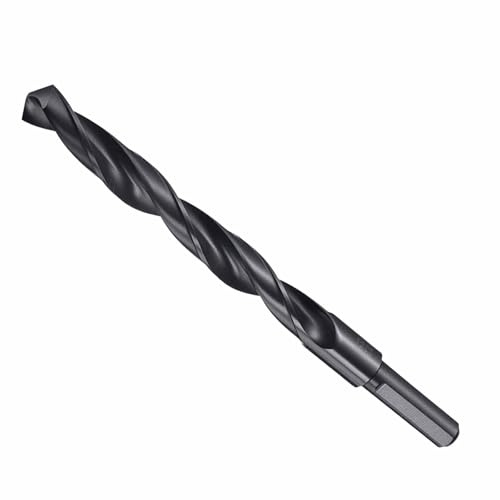 CoCud Drill Bit 12.5mm Diameter 1/2 Shank 3-Flat 4341 HSS | High Speed Steel Reduced Shank Bits Nitriding Black 118° Angle - (Applications: for Drilling Plastic Wood)