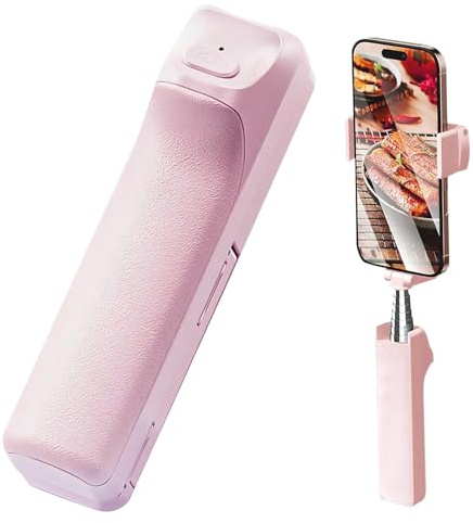 Mini Perche à Selfie Extensible 70 cm avec Télécommande, Selfie Stick Léger et Compact 12 cm Pliable, Perche Télescopique Téléphone avec Rotation 360° pour Voyage, Vlog, Vidéo et Streaming
