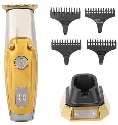 Pongnas Elektrisches Haar Trimmer für Männer Professionelles Haar Clipper Kabelless Wiederaufladbares LCD -Display -Haarschnitt Kit mit Führungskämmen (GOLD)