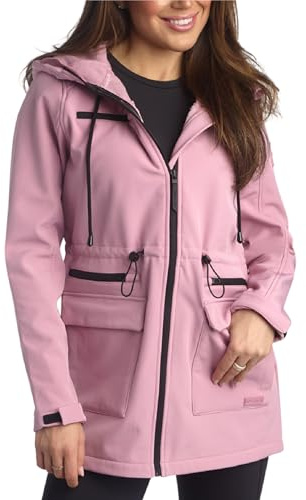 Spyder Womens Softshell Jacket - Wind and Water Resistant Lightweight Fleece Lined Cinched Waist Long Anorak Jacket, Size Large, ASHEN LILAC