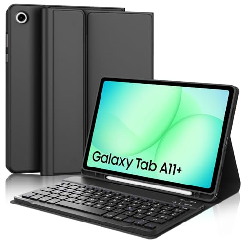IVEOPPE Hülle mit Tastatur für Samsung Galaxy Tab A11 Plus 11 Zoll 2025, Tastatur für Samsung Teblet A9/A11 Plus, Magnetisch Abnehmbarer Keyboard Galaxy Tab A11+/A9+ 11 (SM-X230/X236B), Schwarz