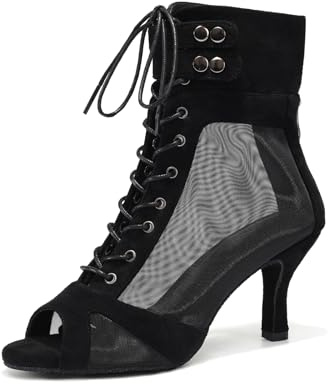 GYUBL Stivali da Ballo Latino Americano Donna con Punta Aperta Salsa Tango Scarpe da Ballo da Sala Tacco 7,5 cm