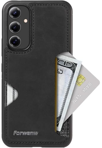 Handyhülle für Samsung Galaxy A55 Hülle Mit Kartenfäch, Lederrückseite Handyhülle Galaxy A55 Hülle, Ultra Dünn Silikon Stoßfest Schutzhülle, für Samsung Galaxy A55 5G Hülle mit Kartenhalter