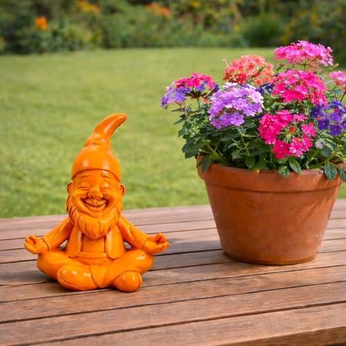 Online Fuchs Gartenfiguren für draußen - lustige Yoga Gartenzwerge, Wichtel - Deko Figuren wetterfest - 16 cm groß (Orange)