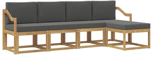 vidaXL Outdoor-Sofagarnitur mit Kissen 5 pcs Weiß und Anthrazit, Garten Sofa Set, Moderne Möbel für draußen, Robustes Sitzen für Terrasse, Garten und Balkon, schicker Akazien Lounge