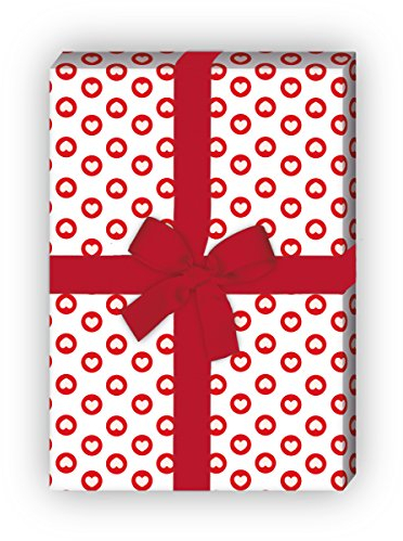 Kartenkaufrausch Liebes Geschenkpapier Set mit Herzen für liebe Geschenkverpackung, DIY Projekte, Basteln, 4 Bögen, 32 x 48cm Dekorpapier, Musterpapier zum Einpacken