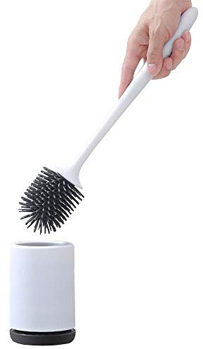 Viewnub Soft TPR Bristle Toilet Brush with Holder,White