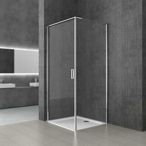Durovin Bathrooms 1000 x 1000mm Corner Shower Enclosure Cubicle - Pivot Door Right Hand Side Handle