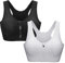 Zoerea Sports BH Damen Push Up Zip Front, 2er Pack Impact Yoga Bra, Gr.-M: Fit 75A 75B 75C 75D 80A 80B, Schwarz und Weiß